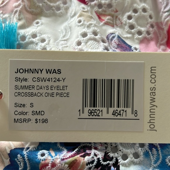 Johnny Was S Summer Days Eyelet cross back one piece swimsuit - Picture 4 of 4
